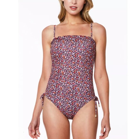 Sanctuary 1 Piece Retrograde Micro Garden Side Tie Ruched Swimsuit Size M - Picture 1 of 16